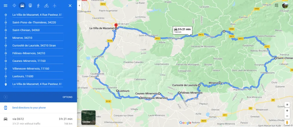 self drive tour Montagne Noire Minervois villa de mazamet