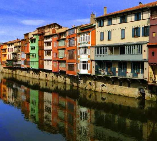Colorful houses on the Agout river in Castres