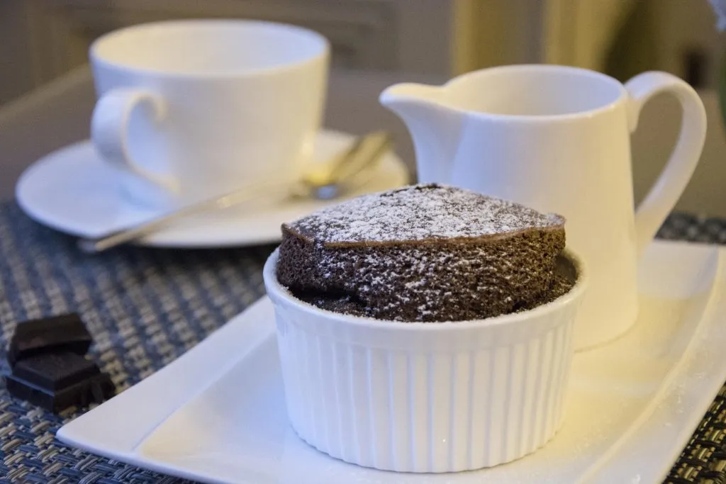 Chocolate soufflé - light and airy goodness at La Villa de Mazamet